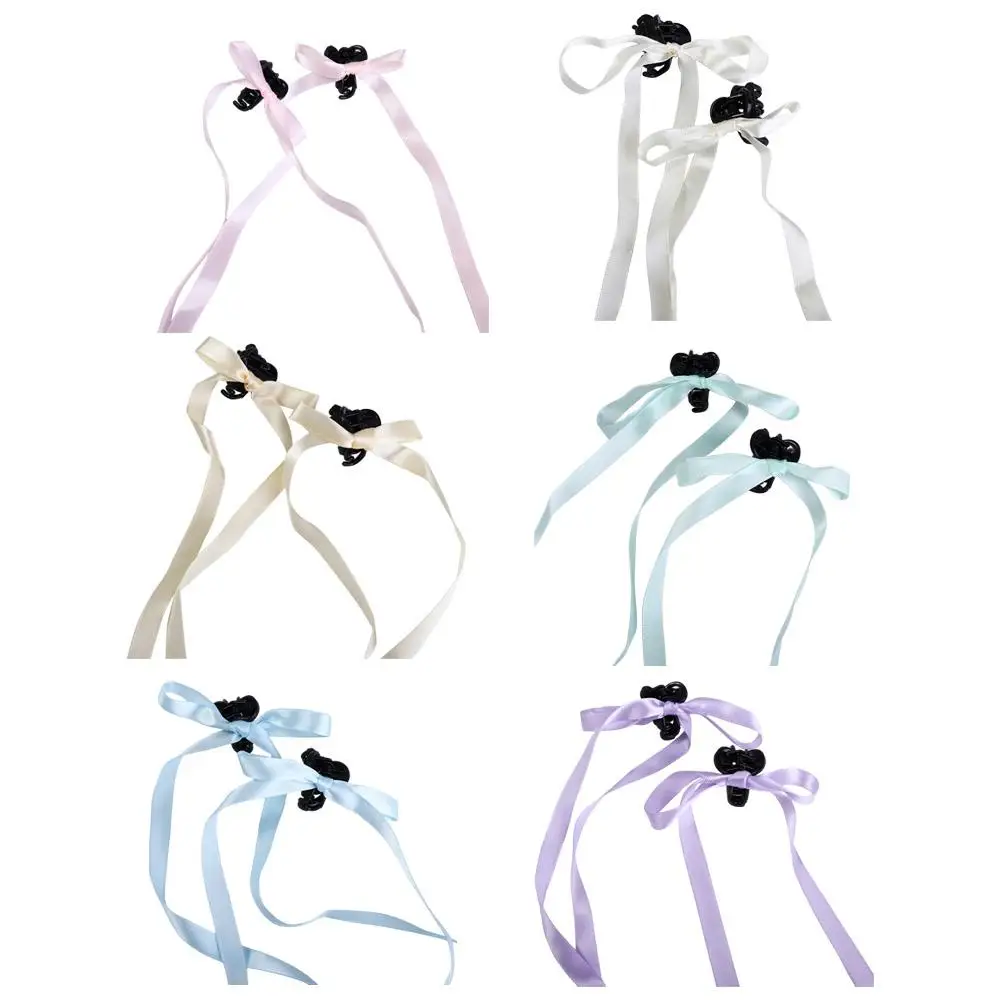 Cloth y2k Ribbon Mini Grab Clip Braiding Hair Tool Korean Style Headwear Girl Hair Clip Balletcore Bow Hairpin Small Hair Claw