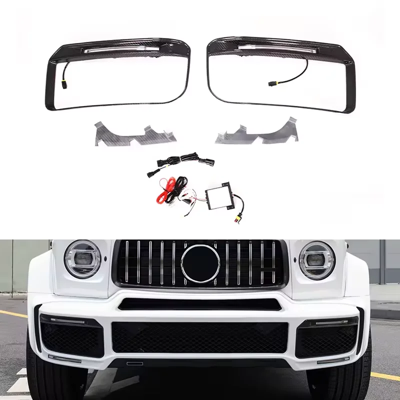 W464 G63 Upgrade to BS Style Dry Carbon Fiber Front Fog Lights Frame For B700 B800 B900