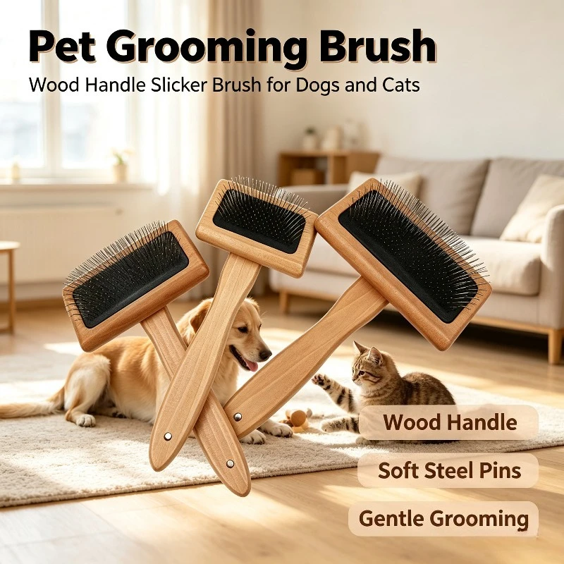 1PC Fluffy Styling Pin Brush Pet Grooming Comb Dog Cat Knot Remover Deshedding Brush Pet Beauty Care Accessory