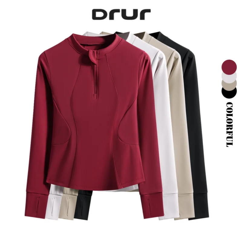 

DRUR Yoga Jacket Women Slim Fit Full Zip Athletic Running Tops Weightless Long Sleeve Workout Shirt For Christmas New Year Gift