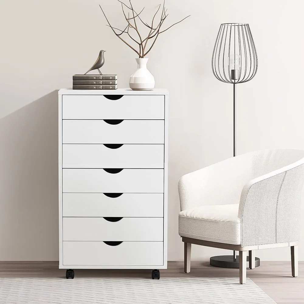 

Drawer Chest Storage Organizer, Mobile File Cabinet Wood Dresser Printer Stand for Home Office Study