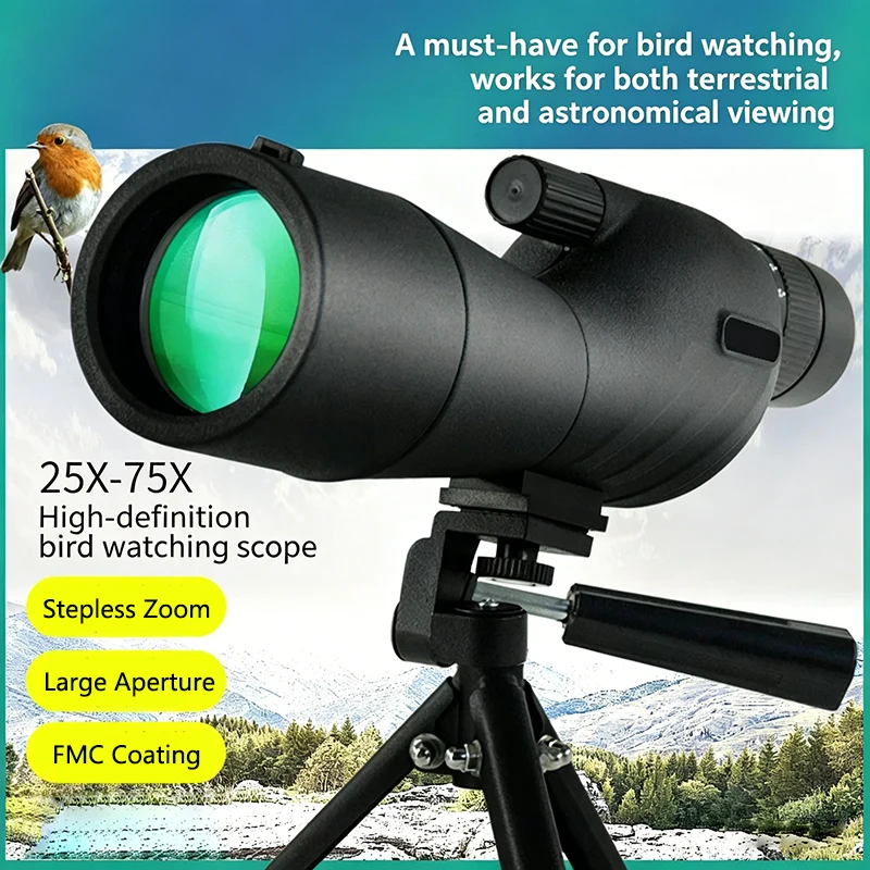

HD Birding Monocular Stepless Zoom Field Glasses Large Aperture Handheld Telescope Birdwatching Travel Hiking Cycling Scope