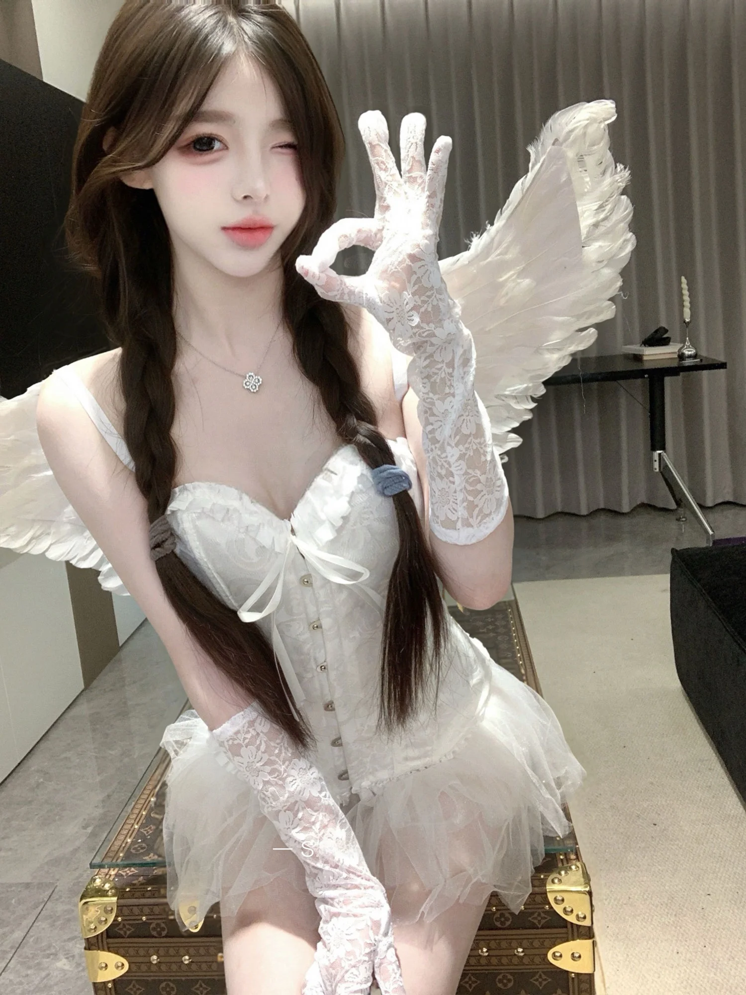 

Salt Cru loween Role-plang orm Sexy Pure Desire Ночной клуб Косплей Little Devil Angel Женский модный комплект для взрослых