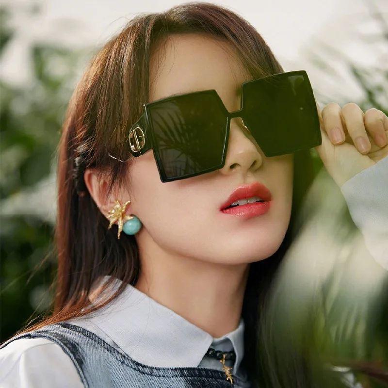 Retro Übergroße Quadratische Sonnenbrille für Damen Modische Eyewear