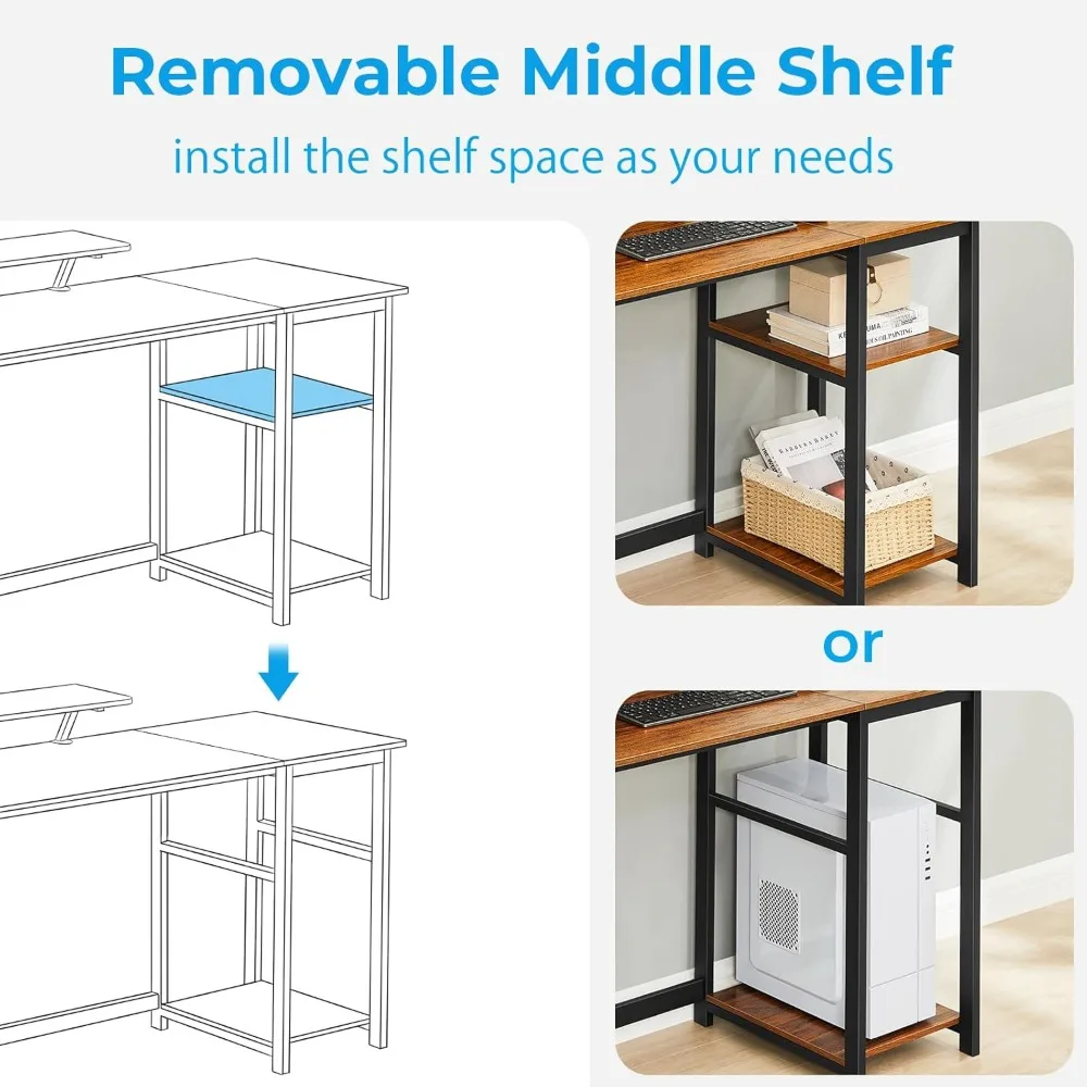 Computer Desk with Monitor Stand,39 inch Small Desk with Reversible Storage Shelve,Home Office Work Desk for Small