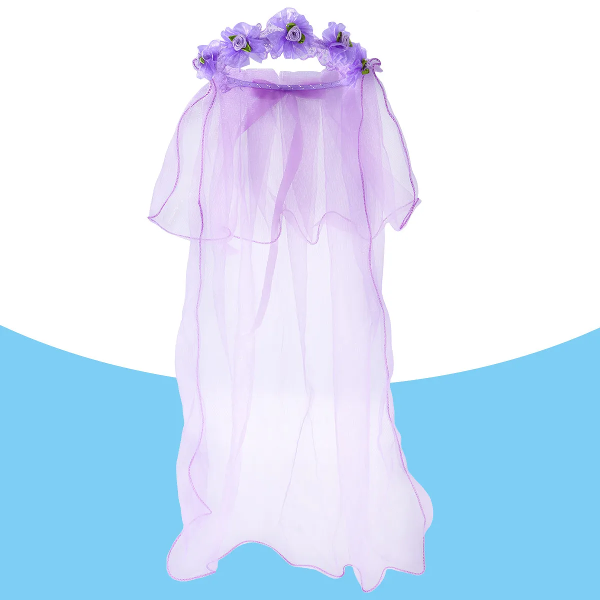 Floral Wreath Headband Wedding Veil for Two-Layer Lace Tulle Veil Lightweight Comfortable Plastic Hoop Ideal for Communion