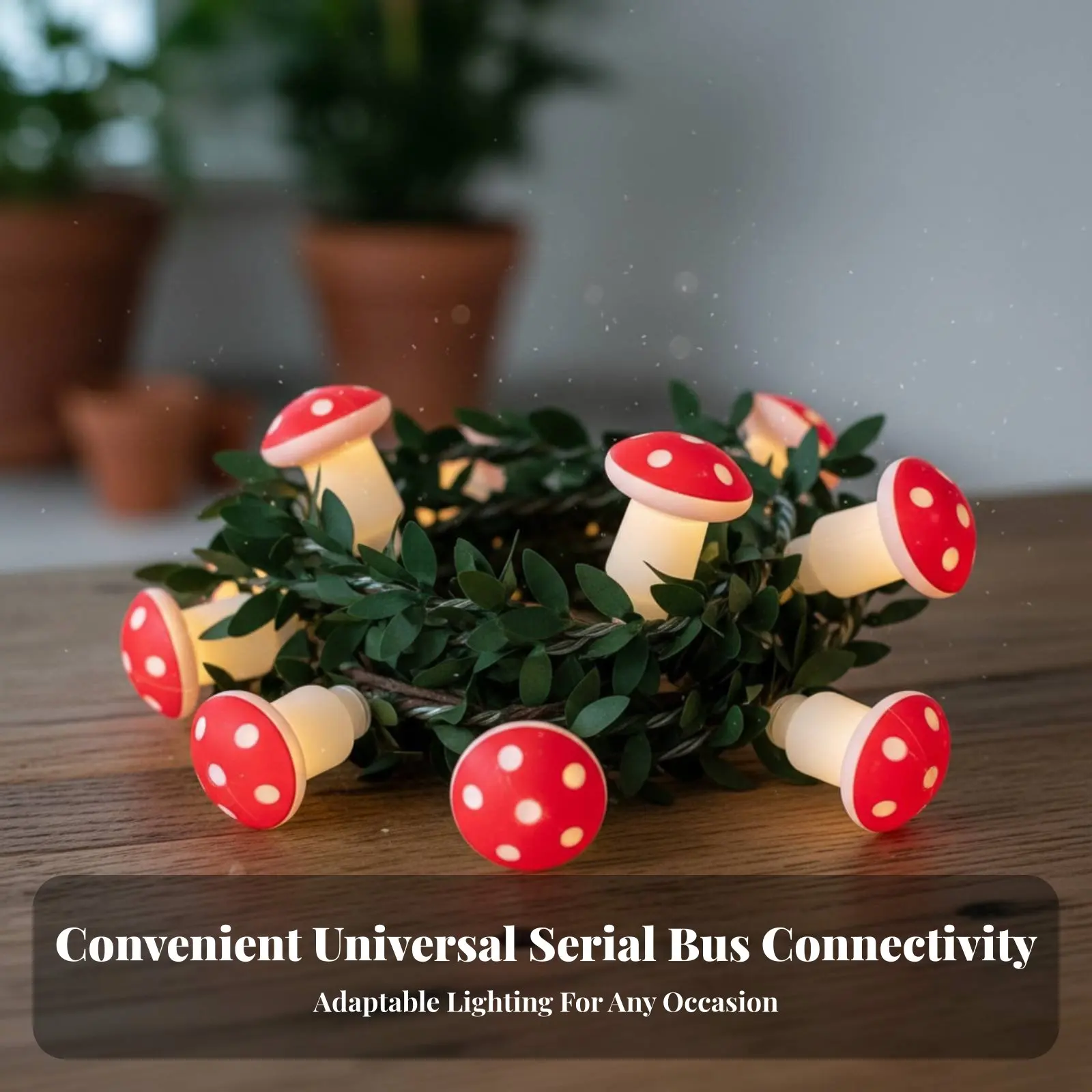 

Светодиодные гирлянды-грибочки, теплый белый свет, питание от USB/батареек, декор для комнаты, Рождество, праздники, спальня для девочек, оптом