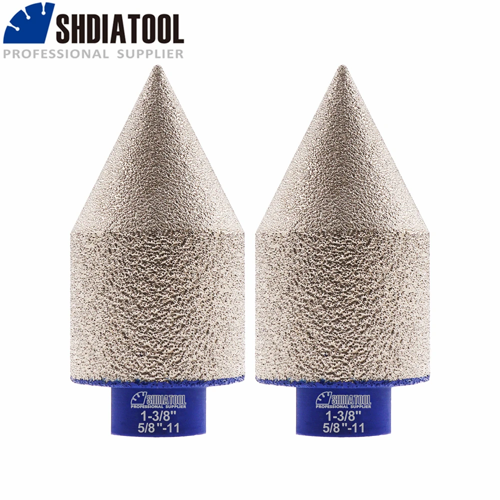 

SHDIATOOL Diamond 2pcs 35mm 5/8"-11 Vacuum Brazed Chamfering Milling Finger Bits Enlarge Hole Countertop Ceramic Tile Granite