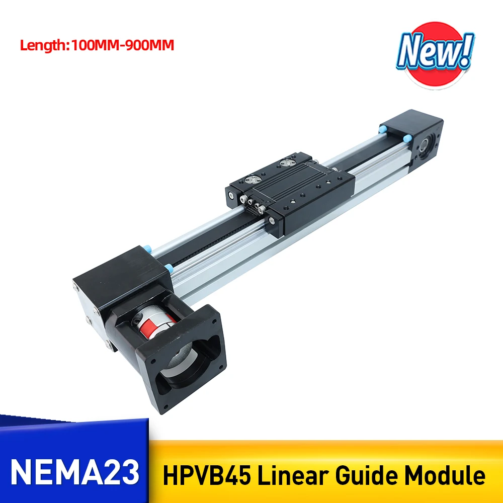 

HPVB45 NEMA23 Effective Travel Stroke Lenght 100 -900mm HTD3M-15 Timing Belt Linear Slide Guide Motion Module Sliding Tabel CNC