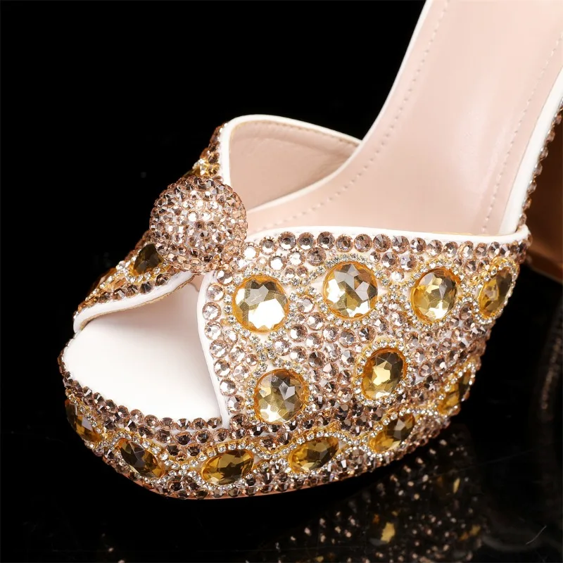 Super Luxury Women's Shoes Exquisite Rhinestone High Heel Sandals for Woman Elegant Wedding Shoes Designer Shoes Sandalias Mujer
