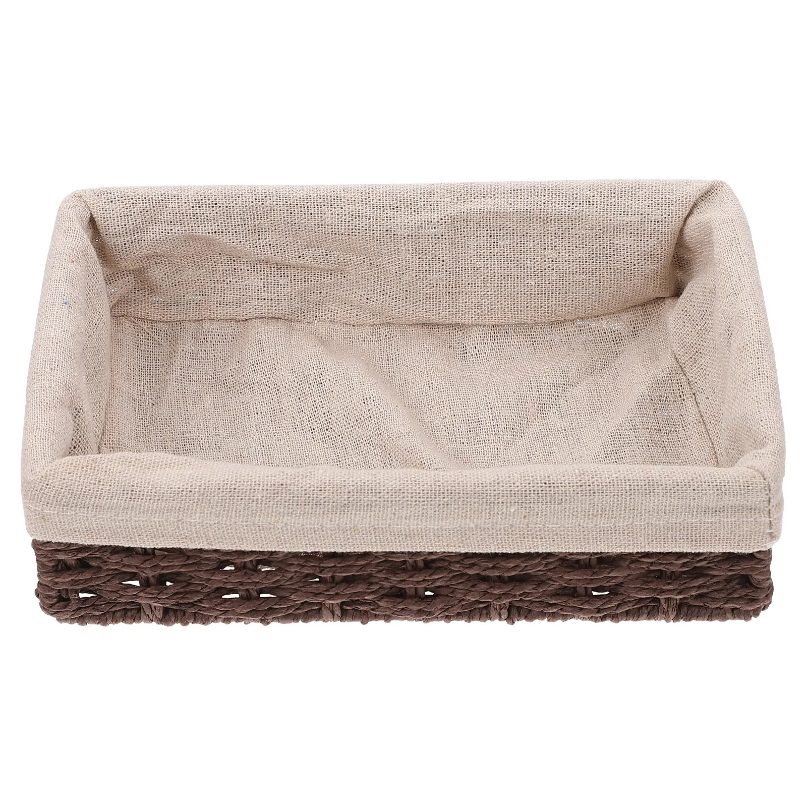 

Woven Storage Basket Fabric Desk ganizer Bins Shelves Small Bread Box Sundries Container Key Holder Natural Twine Safe