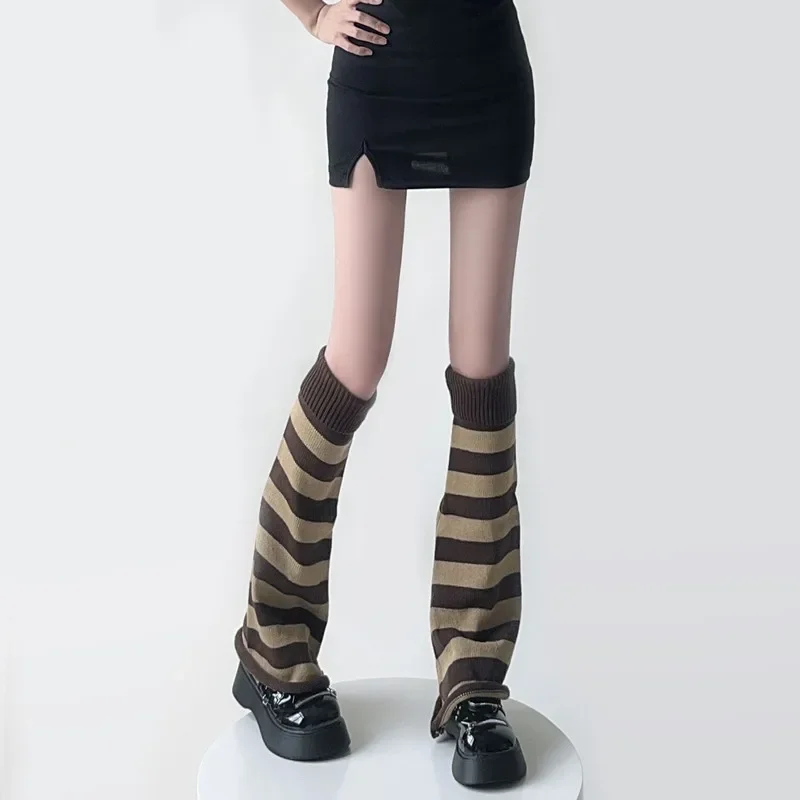 Punk Leg Warmers Gothic Socks Japanese Jk Leg Cover Lolita Harajuku Y2k Girl Leg Long Cool Dog Bone Stripe Socks Accessories