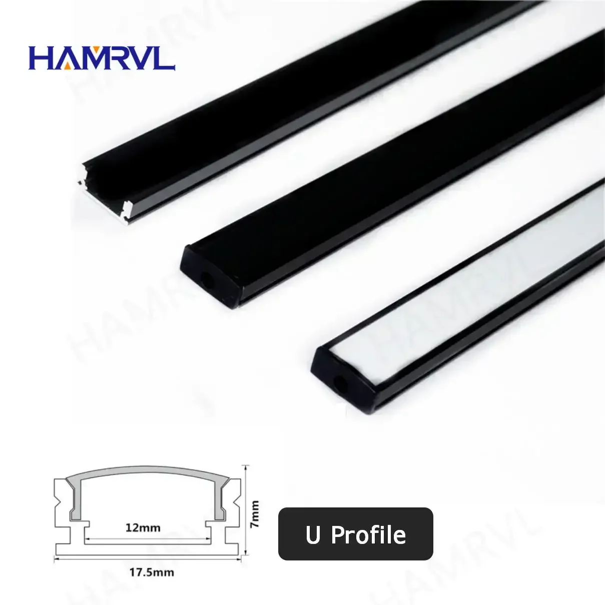 Black Led Aluminum Profile U/V With Milky PC Cover kitchen Cabinet Closet Lamp LED Strip Shelf Light Channel Holder Diffuser