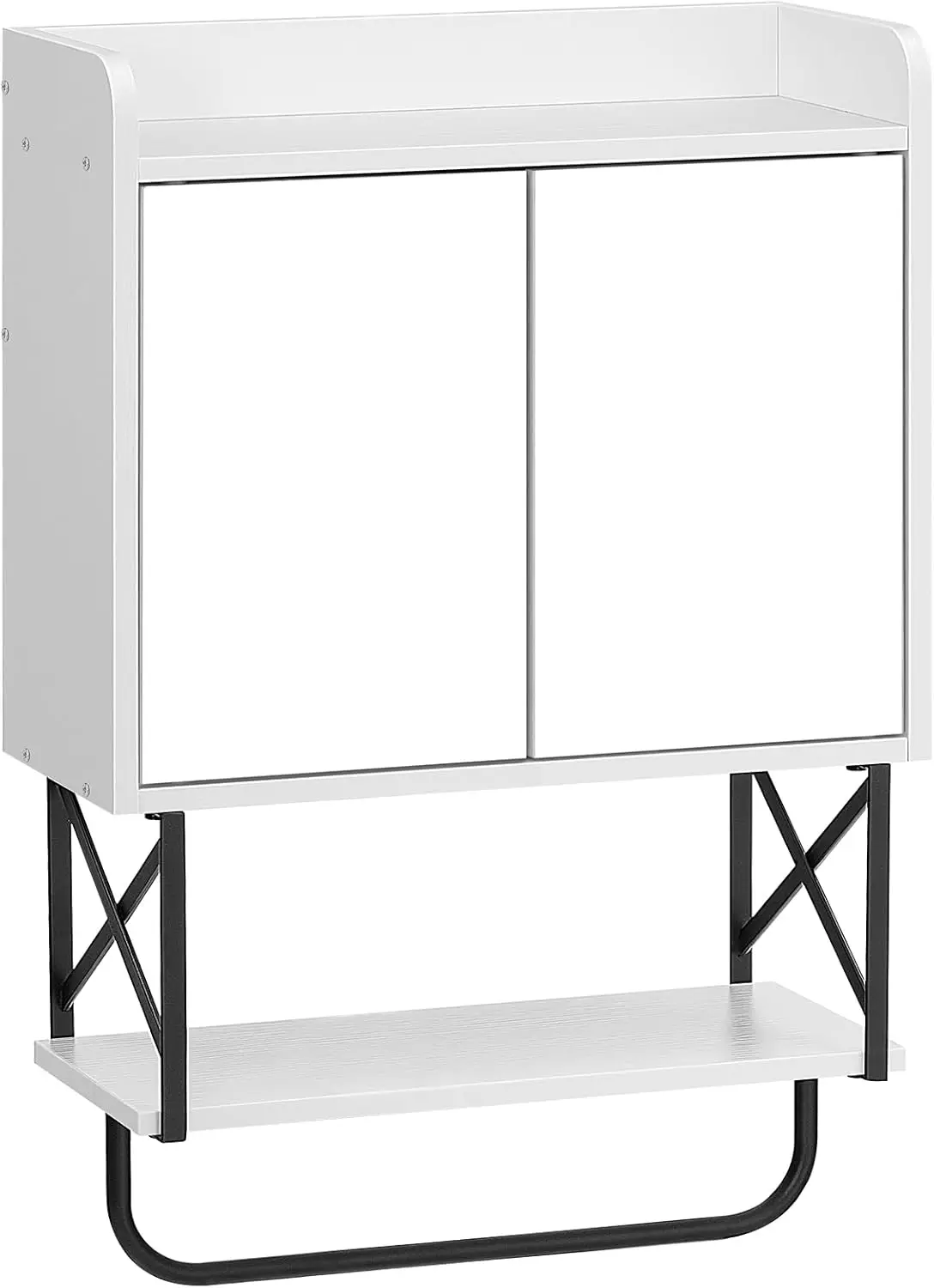 

Mirrored Medicine Cabinet with Hidden Storage, Towel Bar, and Detachable Shelf for Bathroom or Living Room in White