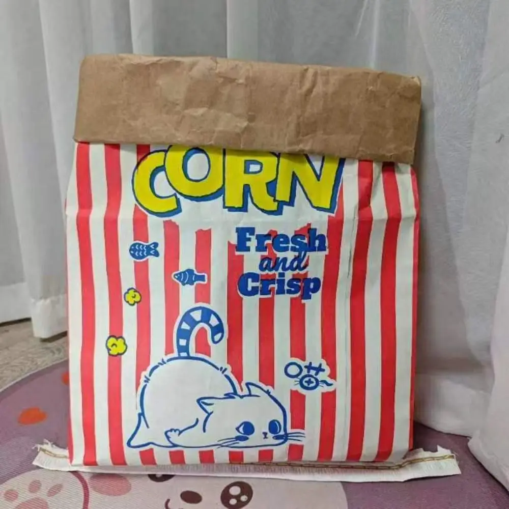 Cute Decompression Popcorn Paper Bag Hide-and-seek Chew Food Pet Toy Sound Puzzle Cat and Dog Kraft Paper Bag