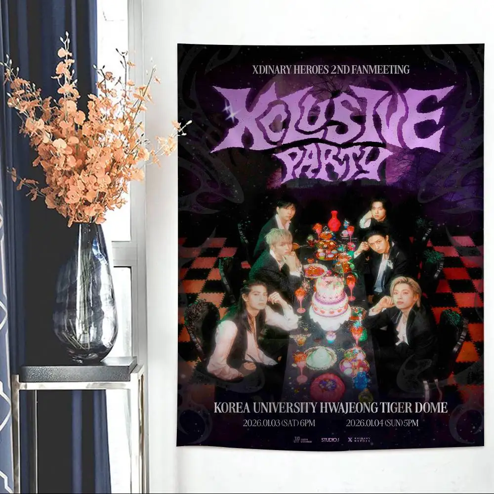 X-Xdinary Kpop Group H-Heroe Band Cartoon Tapestry Art Science Fiction Room Home Decor Wall Hanging Home Decor