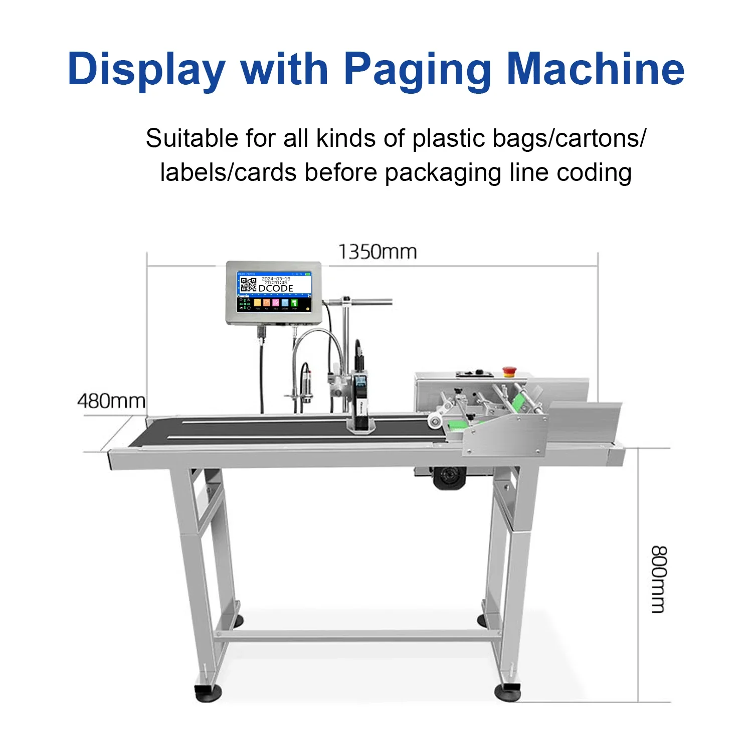 DCODE 170PLUS 7-inch IPS TIJ Industrial Online Inkjet Printer 12.7mm Text QR Barcode Batch Number Logo Date Label Glass Printer