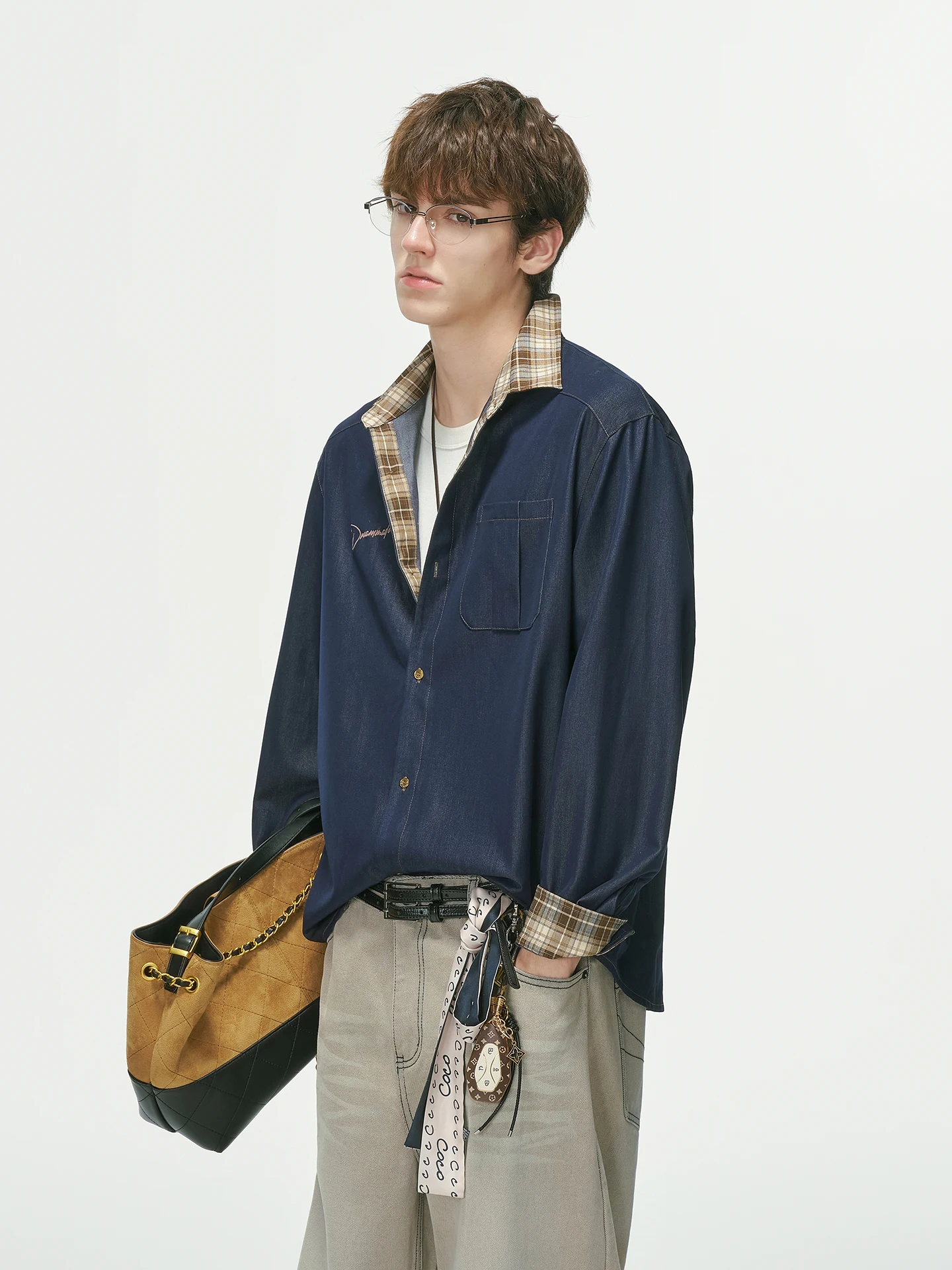 Anti-Wrinkle Long Sleeve Men's Shirt Dream Made Commute Style Checkered Patterned Anti-Aging Outerwear for Autumn Youth Fashion