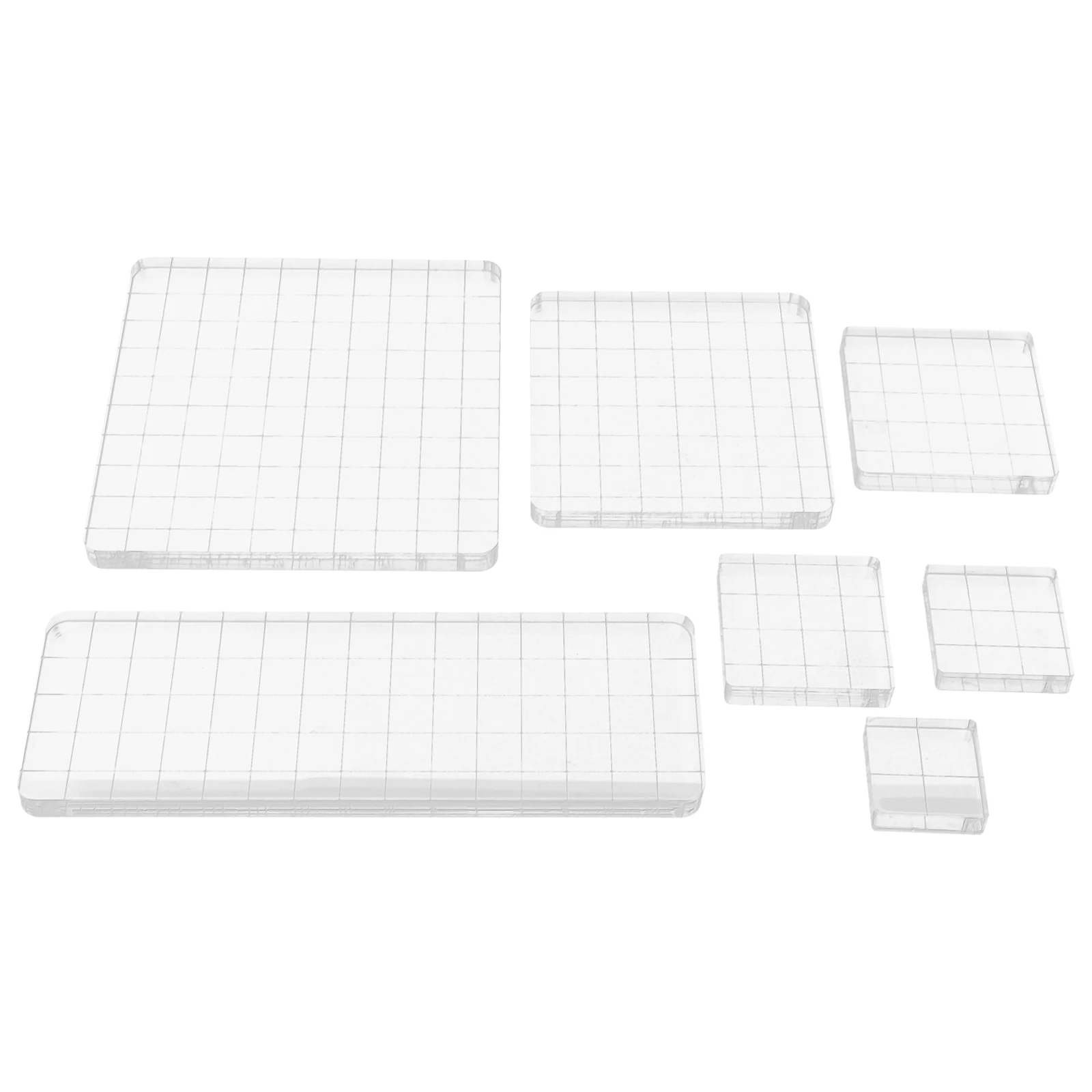 

7pcs Transparent Handle Acrylic Stamping Blocks Clear DIY Tool Scrapbooking Seal Accessories Storage Containers Craft Supplies