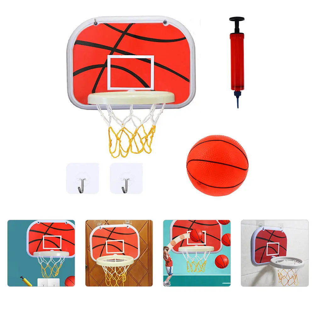 1Set Aan de muur gemonteerde basketbalring voor kinderen Binnen spelen ABS Plastic bord met patroonontwerp Gladde randen Geen bramen Gemakkelijk
