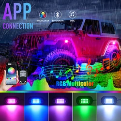 RGB Led Rock Lights Trail Rig Light Neon Underbody Underglow App Remote Control 12V For Jeep Off-Road Truck Car Chassis Light