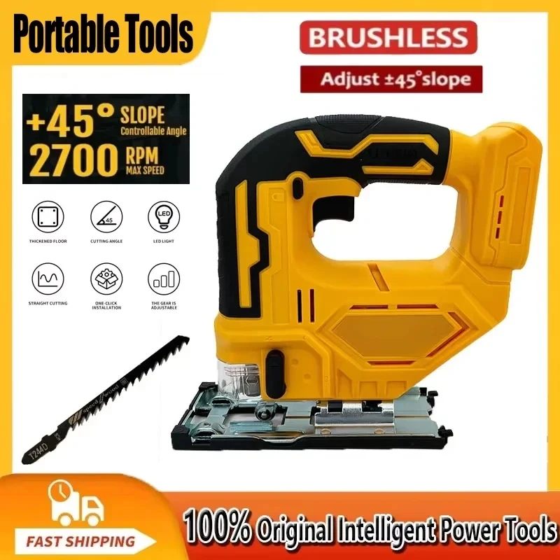 

New 2200RPM Brushless Curve Saw 20V Cordless Electric Jig Saw Portable Multifunction Adjustable Woodworking Power Tool