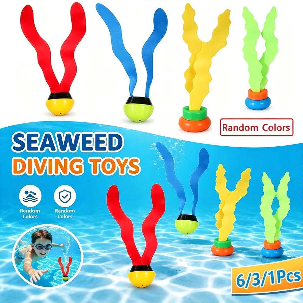 6/3/1PCS Kids Diving Seaweed Toys, Random Color Underwater Swimming Pool Training Game Toys Summer Pool Play Gift for Boys Girls