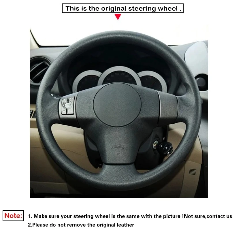 Black Faux Leather Car Steering Wheel Cover for Toyota RAV4 Vios Ist Yaris Urban Cruiser Passo Sette Vanguard 2005-2016