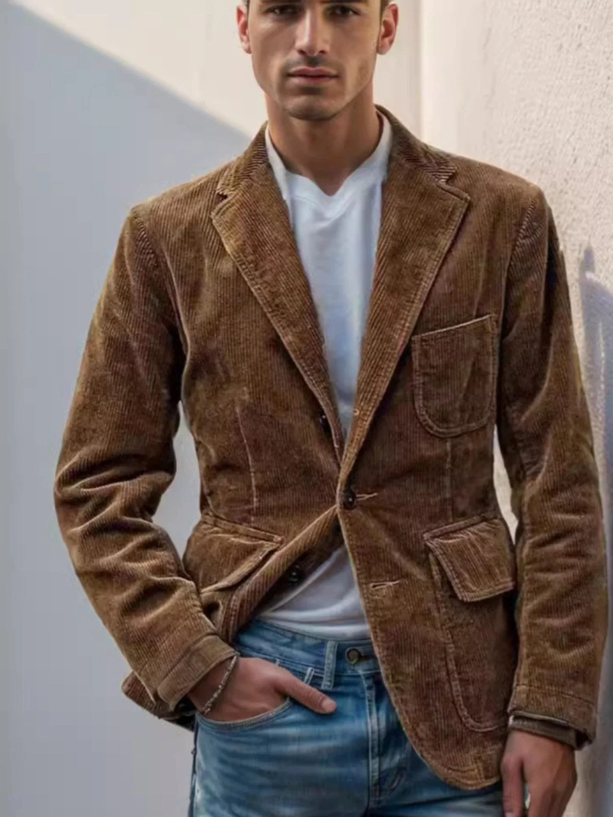 

Quali Fine Corduroy Men's Casual Suit Jaet Spring Autumn Cross-border Leisure Sle Four Seasons Universal Thiened Long...