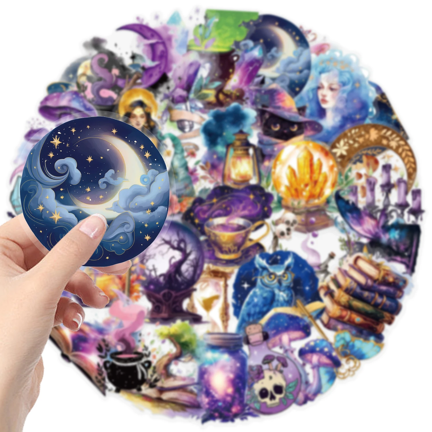 50Pcs Retro Magic Planet Stickers PET Waterproof for Water Bottles, Laptops, Skateboards Trendy Lifestyle Accessories