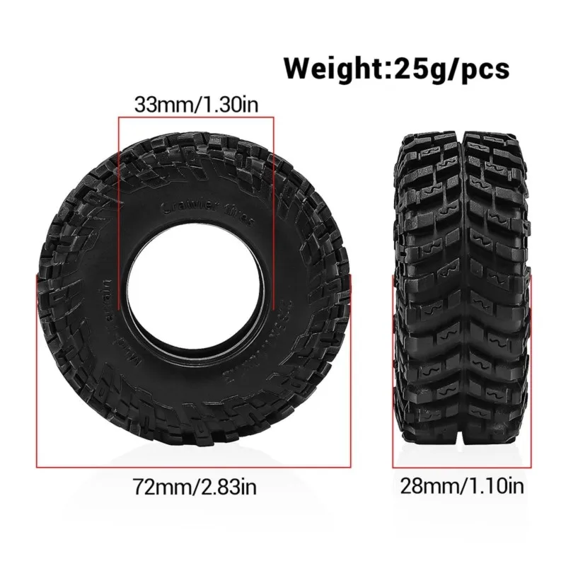 FBIL-Upgrade Accessories 1.3 Inch RC Car Tire Kit(72X28mm) For 1/18 TRX4M SCX24 FMS Ascent-18