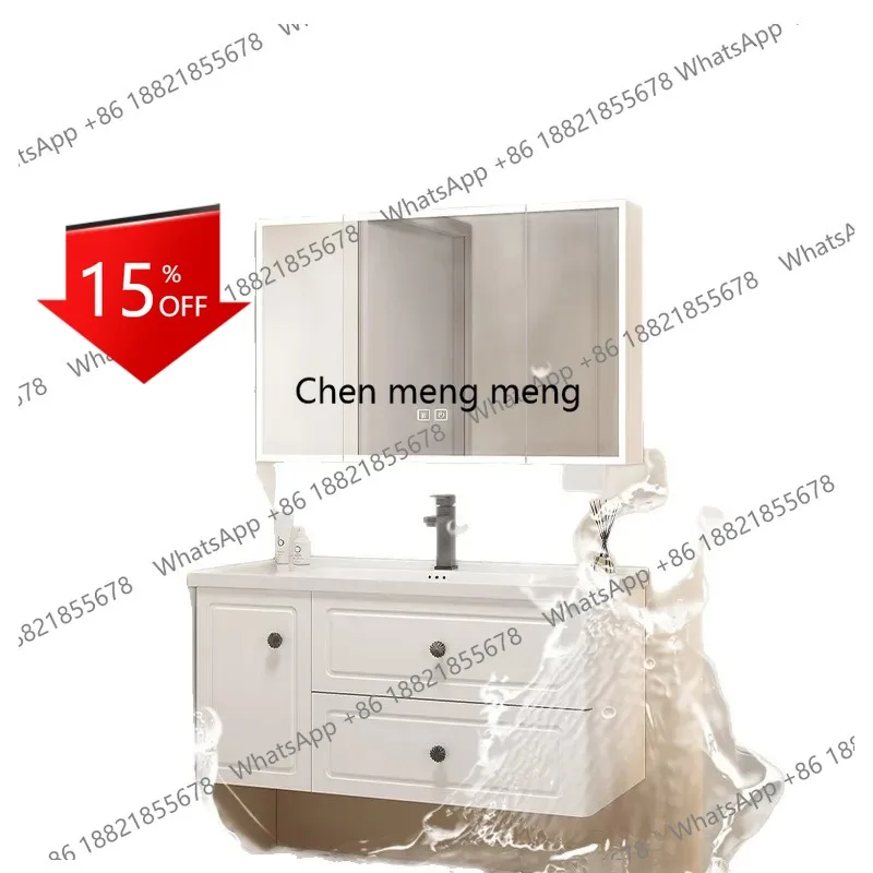 E153 Ceramic Integrated Bathroom Cabinets Drawer Lighting Simple Washbasin Bathroom Cabinets Household Storage Furniture