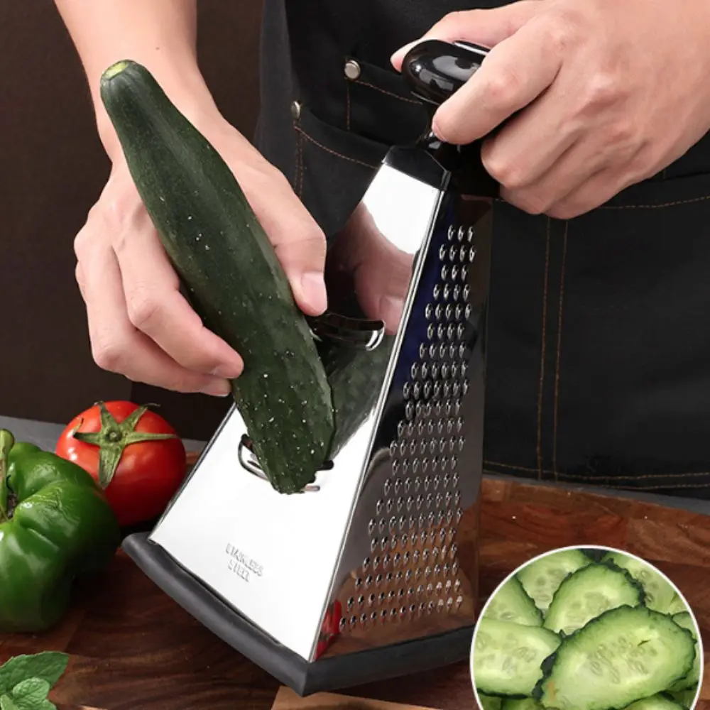 4 Sided Pyramid Shape Cheese Grater Manual Stainless Steel Vegetable Shredder Effort-saving Time-saving Vegetable Slicer