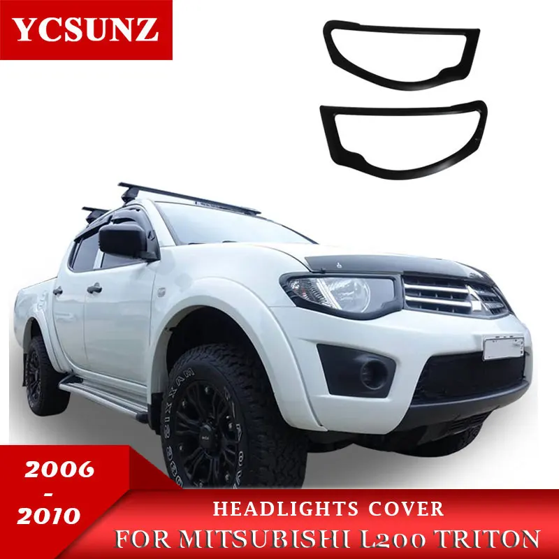 

Матовая черная накладка на фары Mitsubishi L200 Triton 2006 2007 2008 2009 2010, Стайлинг автомобиля