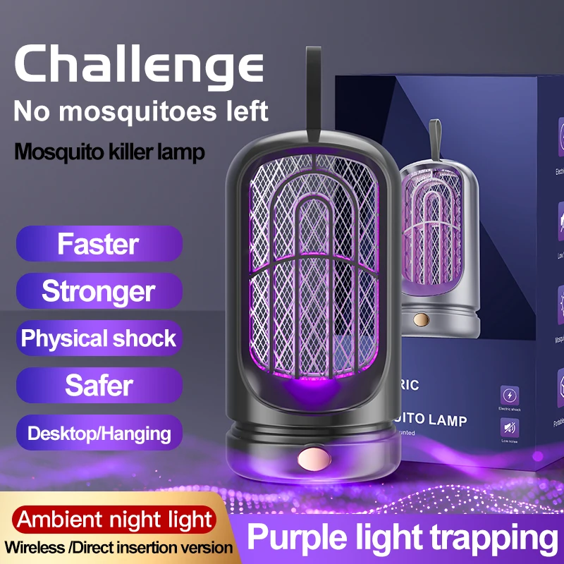 

UV Mosquito Trap Lamp Electric Bug Zapper 360° Lighting Fly Killer USB Rechargeable Indoor Outdoor Camping Night Light Portable