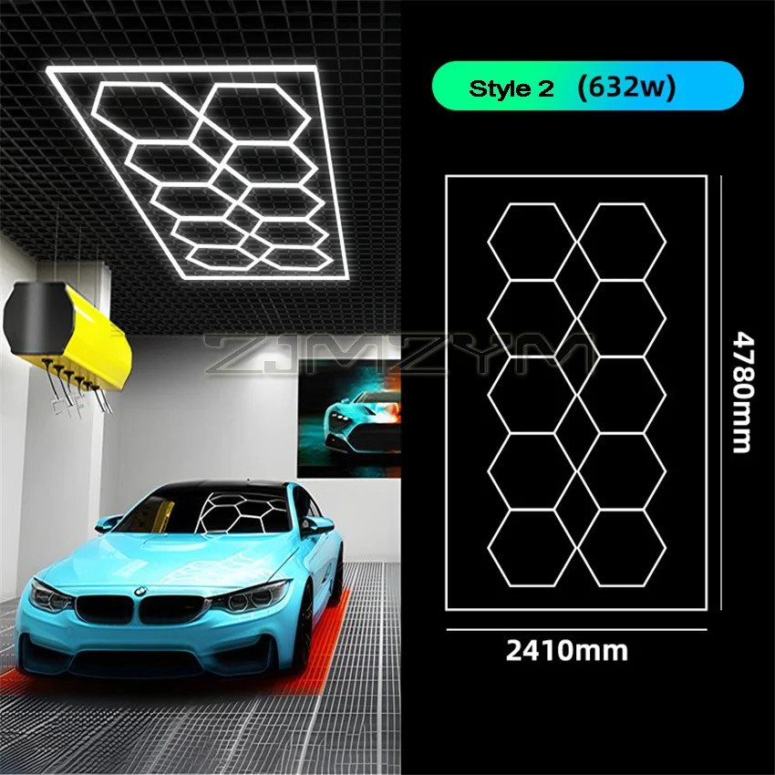 6500K Hexagonal Border Car Beauty Honeycomb Lamp With 220V/110V Film Waterproof Washing Lamp And Beauty Workstation Lamp