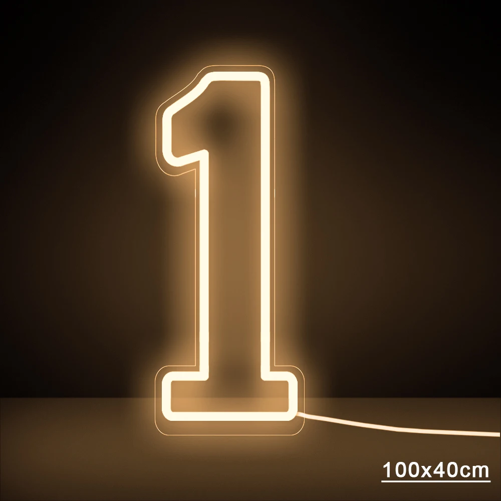 100CM LED Digital Neon Numbers Light Sign For Birthday Party Love Day Background Decoration Free Stand Up