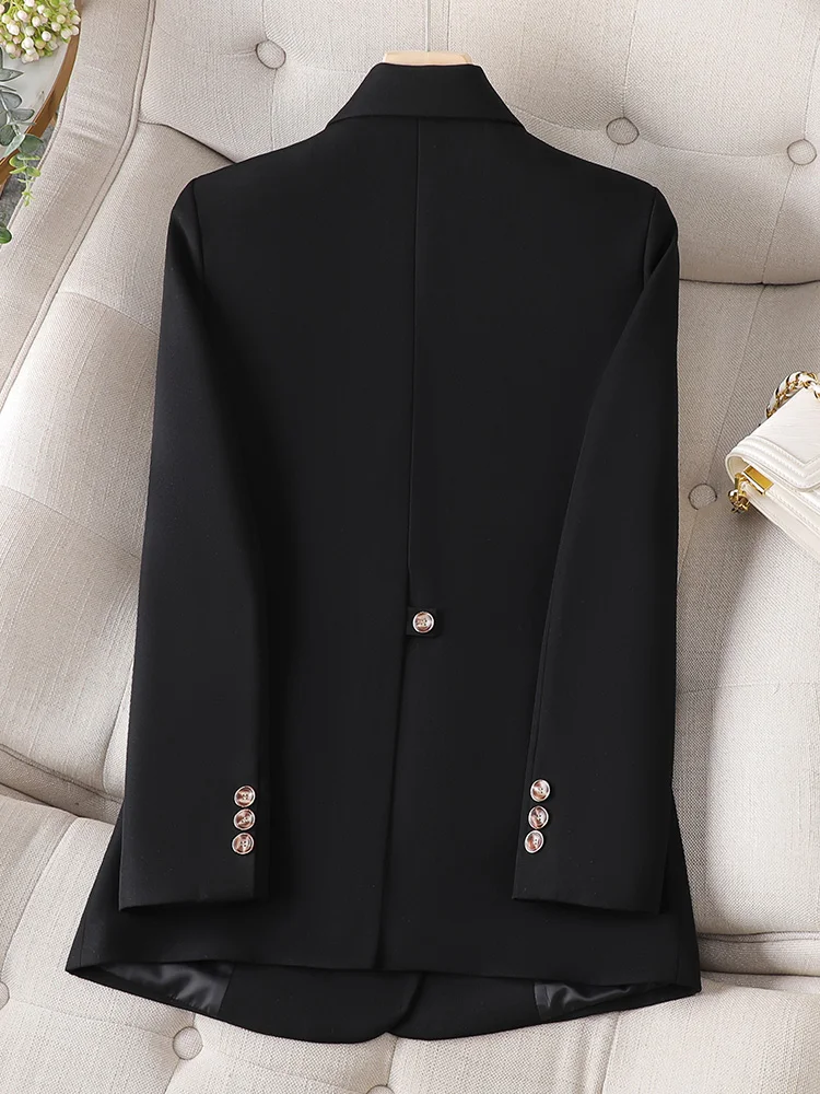 Fashion Autumn Winter Office Ladies Blazer Women Coffee Black Blue Female Long Sleeve Single Breasted Solid Formal Jacket