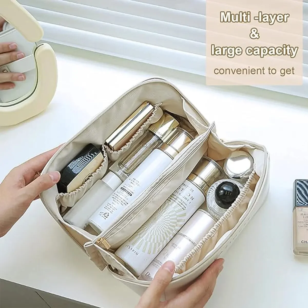 Women PU Clear Makeup Bag, Ladies Travel Cosmetic Bag, Transparent Toiletry Bag, Skin Care Storage Bag, Toiletry Storage Bag