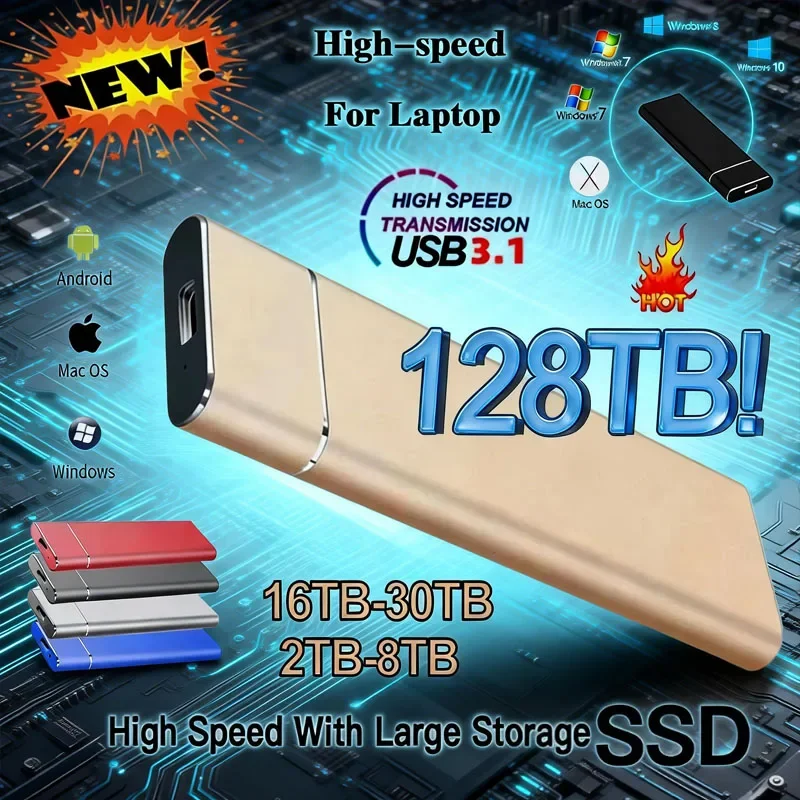Mini SSD portátil de alta velocidad, 256TB, 1TB, 2TB, SSD Original de alta velocidad, almacenamiento masivo, USB3.0, disco duro externo para ordenador y portátil
