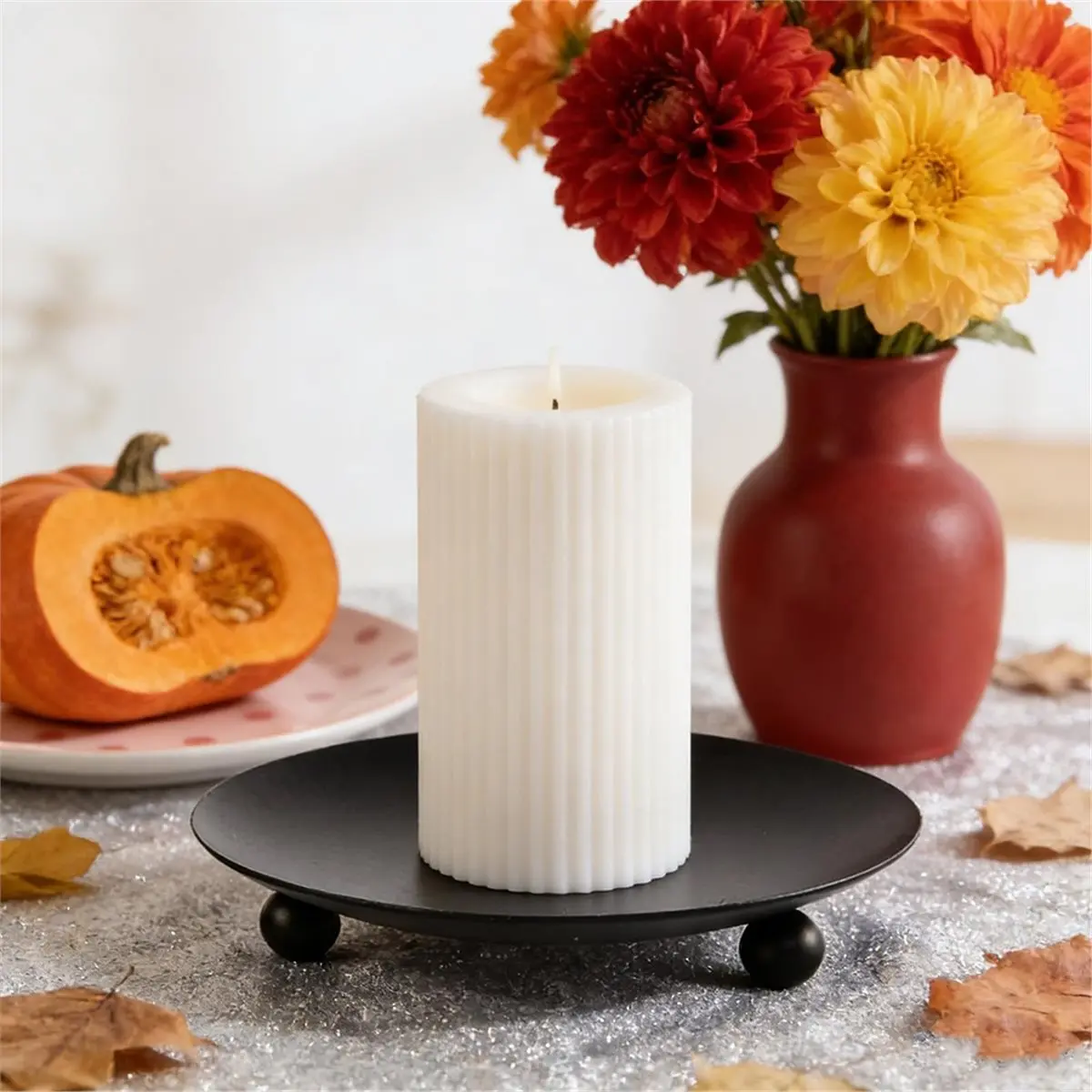 Metal Candle Plates for Pillar Candles, Decorative Iron Candle Dish Stands, Ideal for Weddings and Home Decor