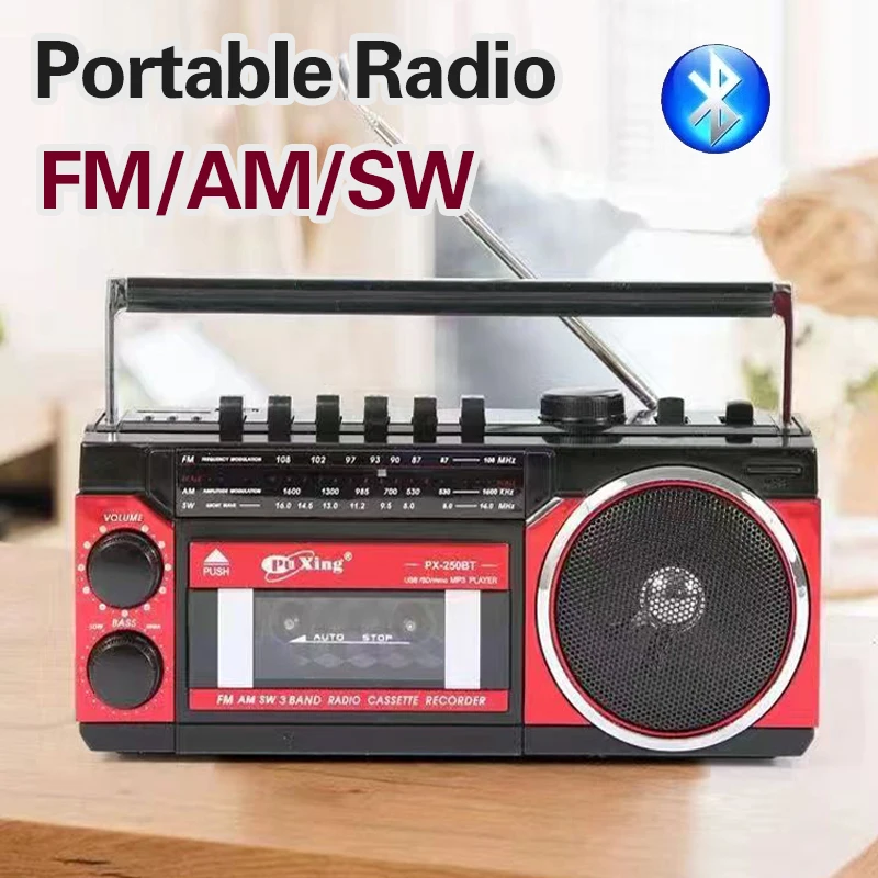 Desktop Retro Cassette Recorder Player With Am Fm Sw  Portable  Radio Auto Stop Tape Player With Usb/TF Card