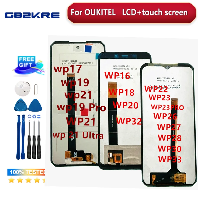 Touch Screen LCD Display For Oukitel WP16 WP17 WP18 WP19 WP20 WP32 WP21 WP22 WP23 WP26 WP27 WP28 WP30 Pro WP33 LCD Replace parts