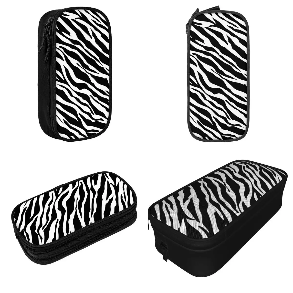 Imagem -02 - Lindo Cavalo Zebra Pattern Print Pencil Case Preto e Branco Lápis Caixa de Caneta para Estudante Material Escolar Papelaria Bolsa