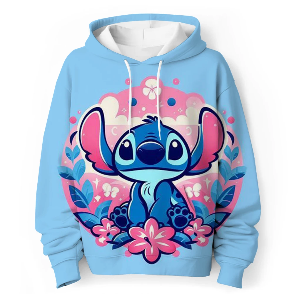 Disney Stitch Christmas Hoodie Children\'s Hoodie Cartoon Print Lilo&Stitch Spring and Autumn Children\'s Sportswear Men\'s and Wom