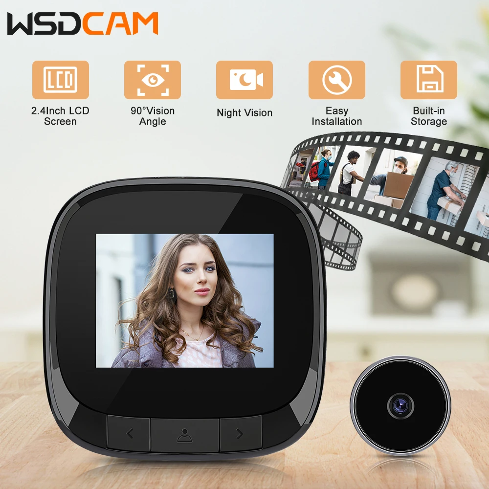 

WSDCAM 2.4 inch LCD Digital Doorbell 90° Door Eye Doorbell Camera Viewer Electronic Peephole Viewer Outdoor Visual Doorbell