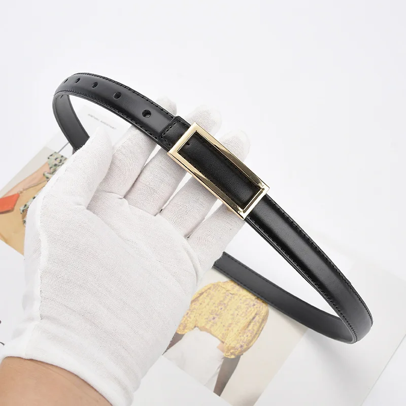 Thin belt with skirt genuine leather small belt Korean style simple matching decorative dress belt women