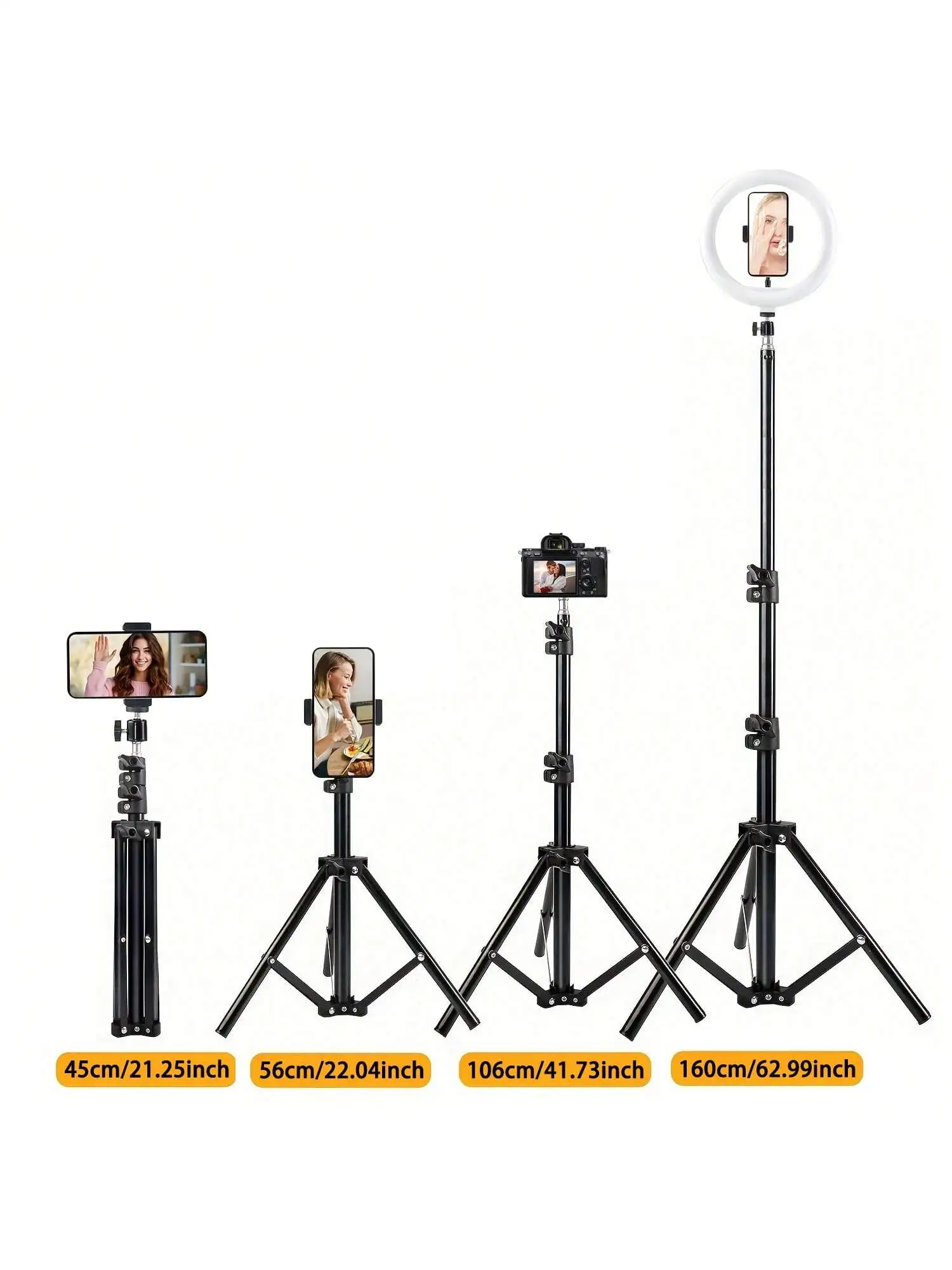 1pc 63-inch With Foldable Tripod &  Phone Holder clip 160.02 Cm Multifunctional Tripod, Tripod For Phone And Camera