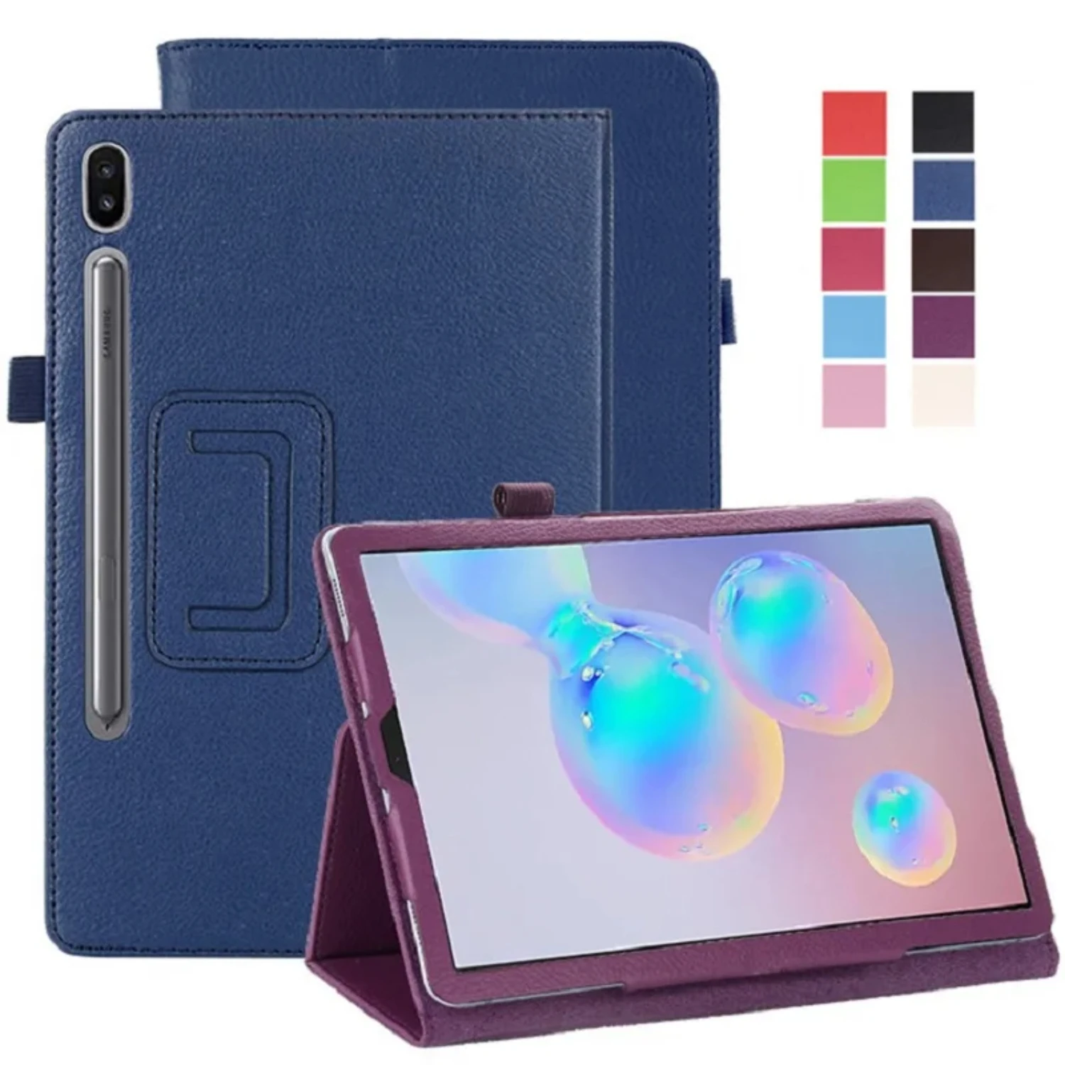 Stylish PU Leather Protective Coque Stand Flip Case for Tab A9+Plus A8 A7 Lite 8.7 Tablet - Elegant Tab S5E S6 10.5 S7 S8 S9 FE