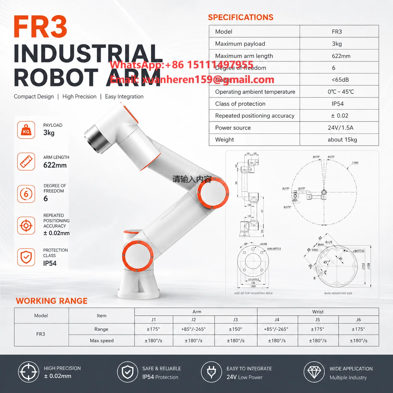 Robotic Arm 6 Axis Desktop - Oryginalny 6-osiowy robot kolaboracyjny GBS FR3